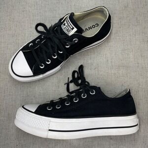 Converse Chuck Taylor All Star Lift Platform Black Canvas Sneaker Women's 7.5